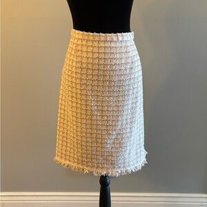 Bob Mackie Studio Ivory & Pink Tweed Pencil Skirt Size 12
